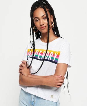 Superdry Rainbow Graphic Női Pólók Fehér | LVFBO5042